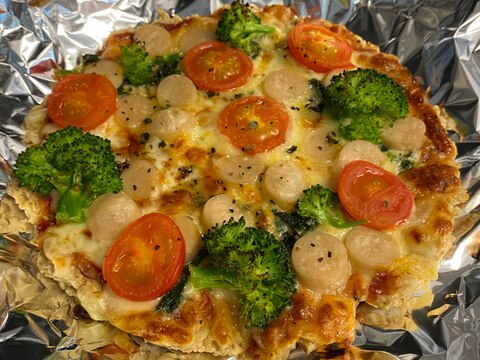 残り物を食べきり❣️オートミールと豆腐のピザ